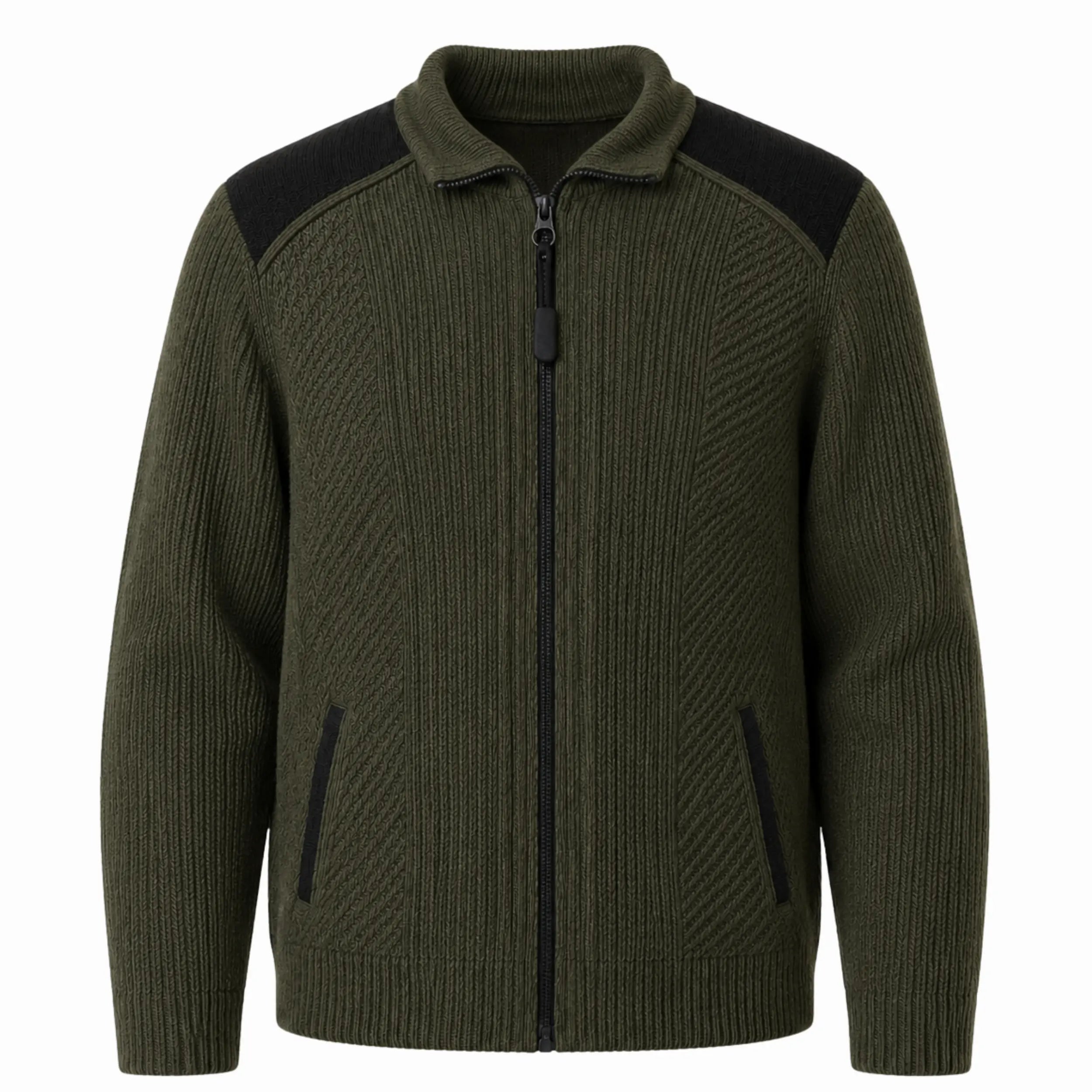 Herre sweater med magnet lynlås