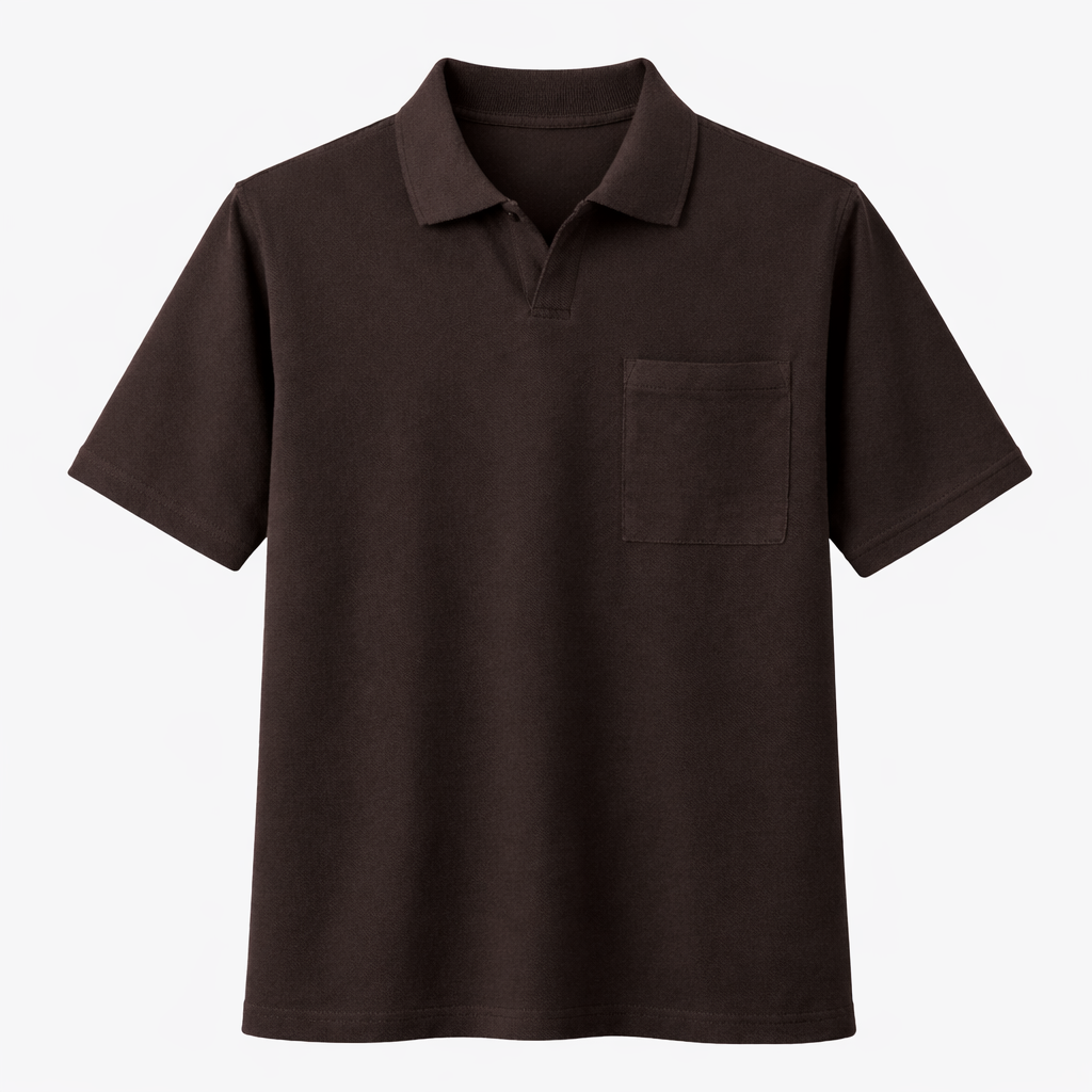 Open back polo til mænd med trykknapper