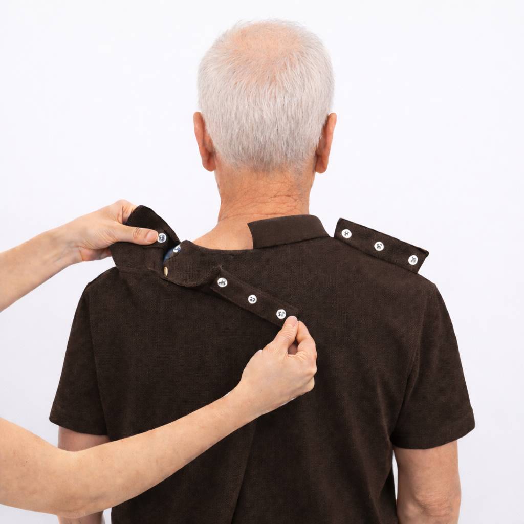 Open back polo til mænd med trykknapper