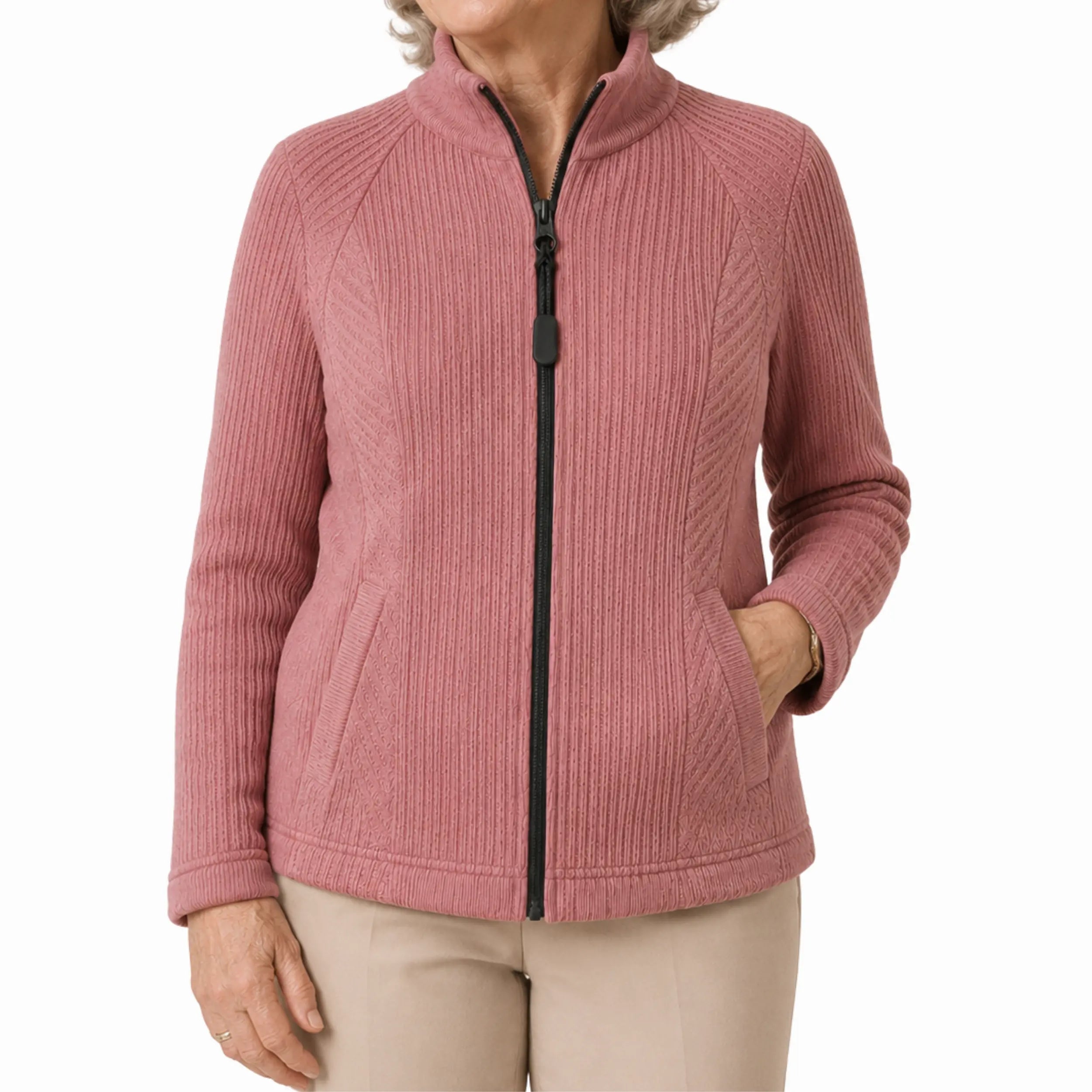 Dame sweater med magnetlynlås