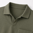 Open back polo til mænd med trykknapper