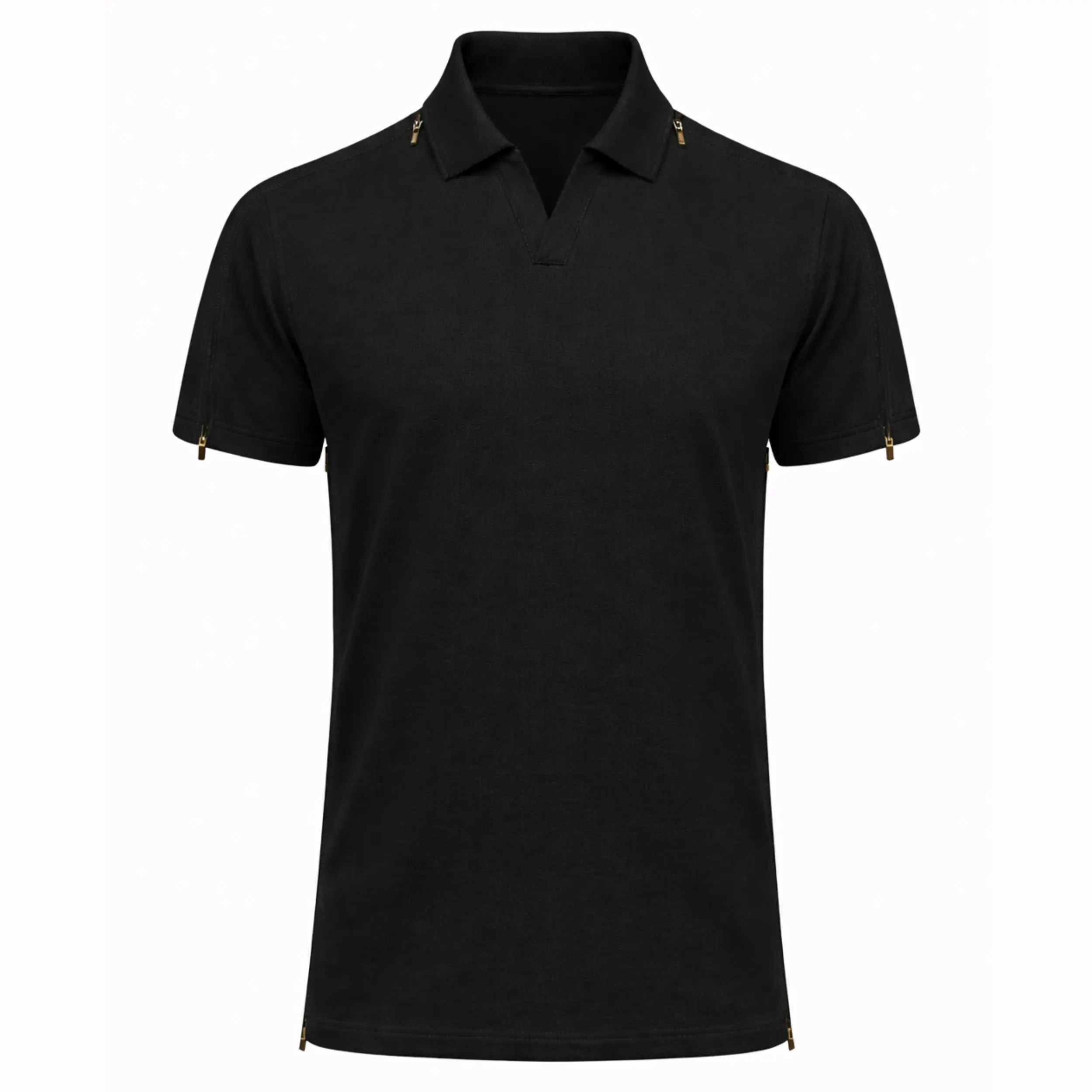 Polo shirt til mænd med lynlås i siden