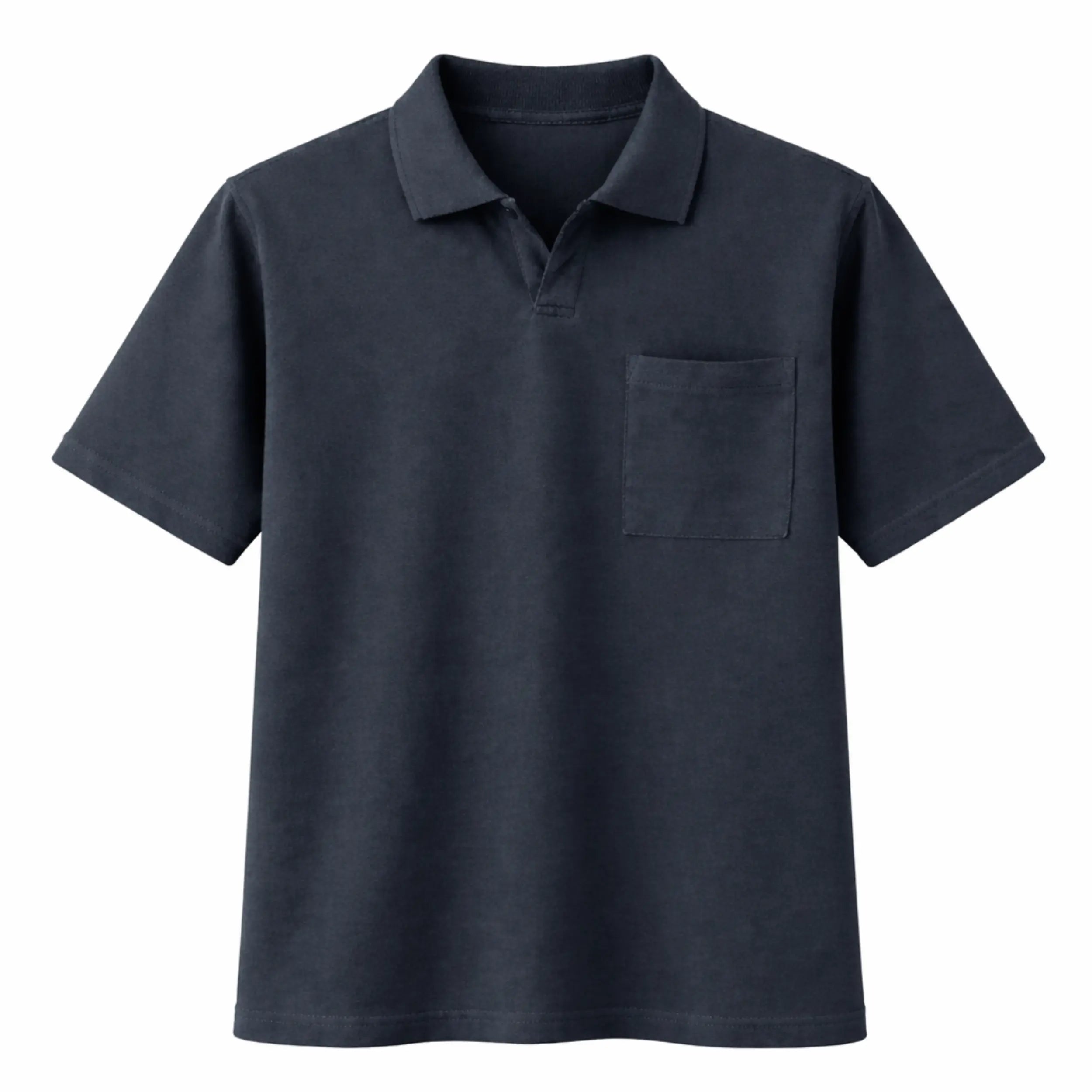 Open back polo til mænd med trykknapper